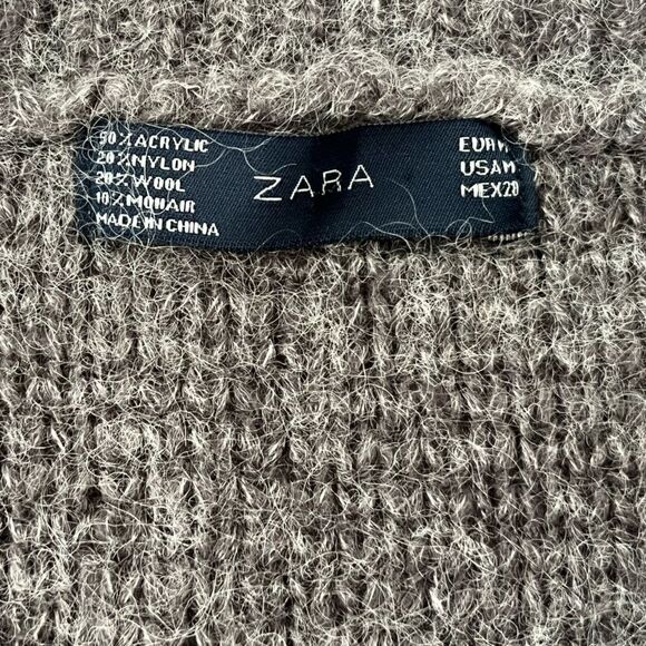 Zara/ Wool blend/ Mohair/ Knit/ Grey/  Stretchy/ Midi dress/ Size US M - Picture 10 of 14